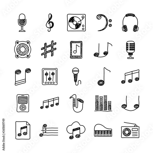 bundle of music set icons