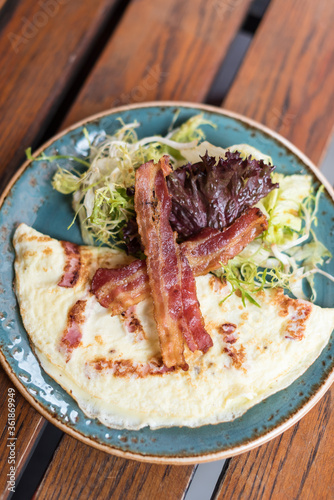 Bacon Omelette with Salad Greens