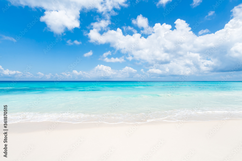 Tropical beach in the South Sea with turquoise water and white sand