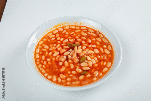 Turkish Dry Beans Meal on wooden background.