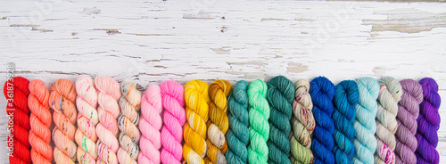 Rainbow border of colorful yarn