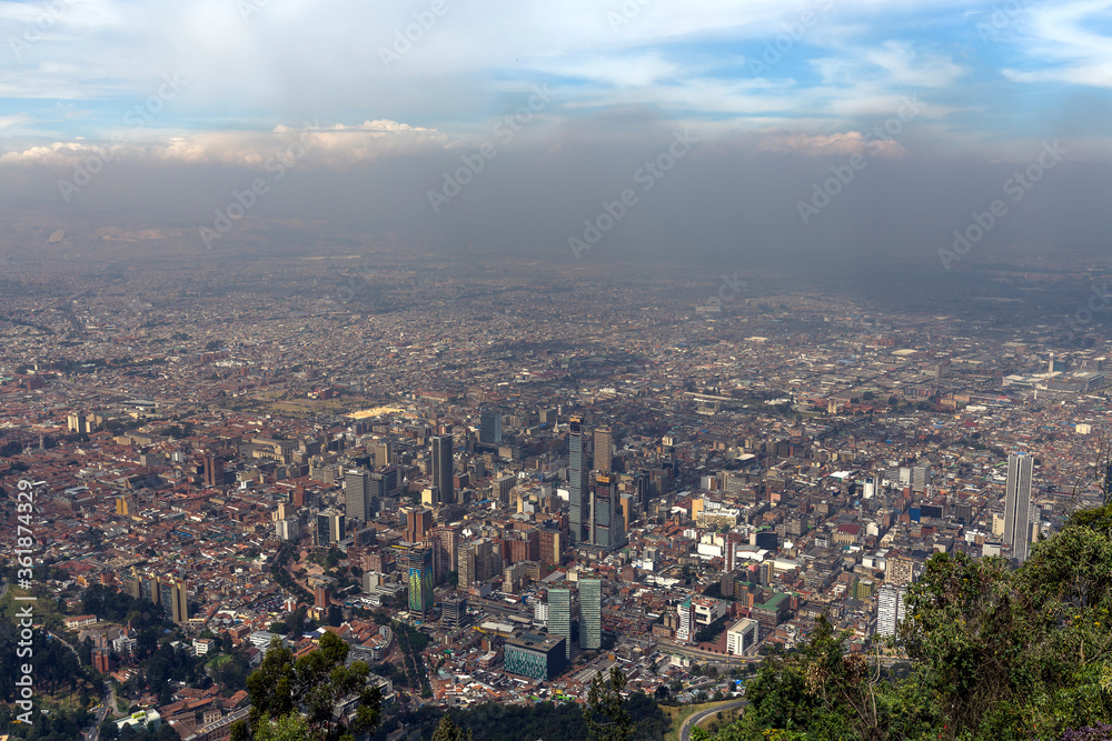 smog over bogota, colombia