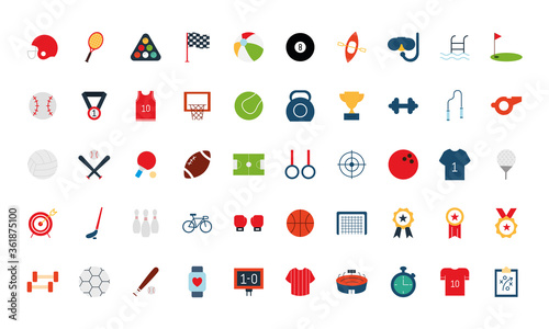 flat style icon set design, Sport hobby competition and game theme Vector illustration