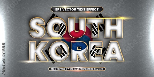 Editable text effect - South Korea with its national country flag
