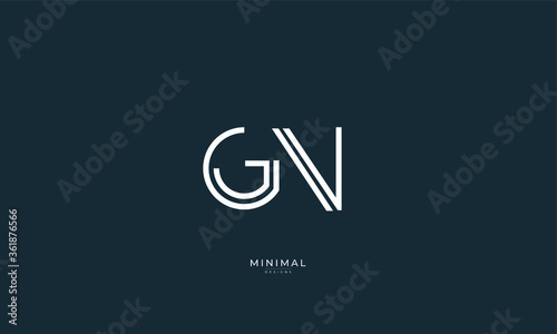 Alphabet letter icon logo GN photo