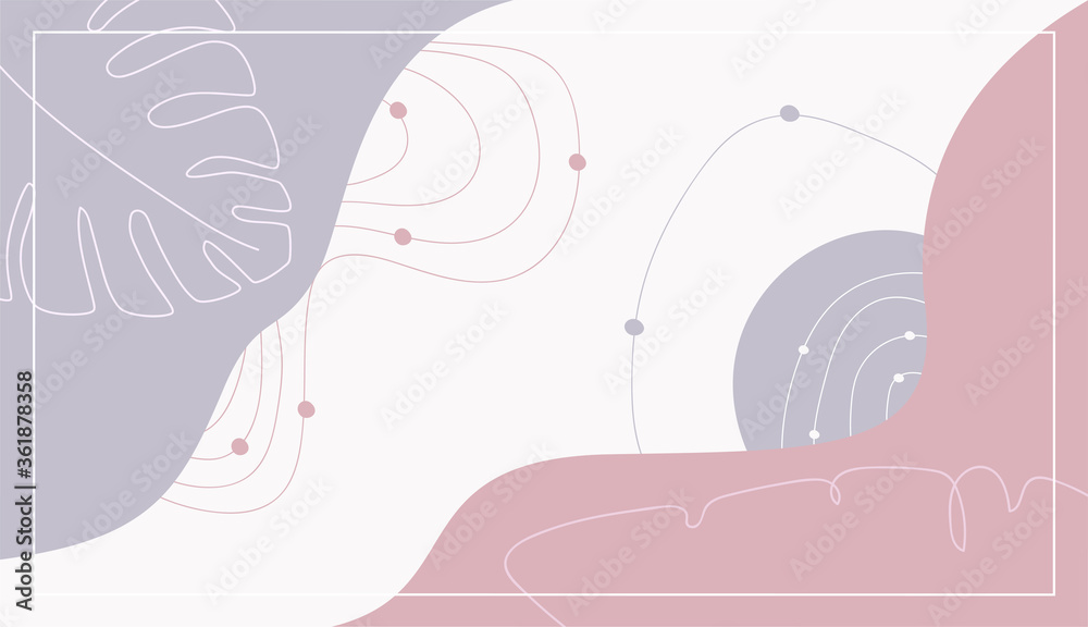 Abstract flora shapes horizontal wallpaper template.Vector illustration of abstract shapes with pastel colors series.