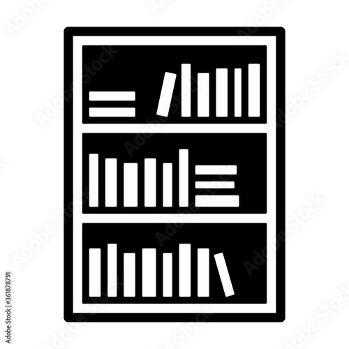 Bookcase or bookshelf with books in library flat vector icon for apps and websites