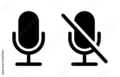 Mute and unmute audio microphone flat vector icons for video apps and websites photo