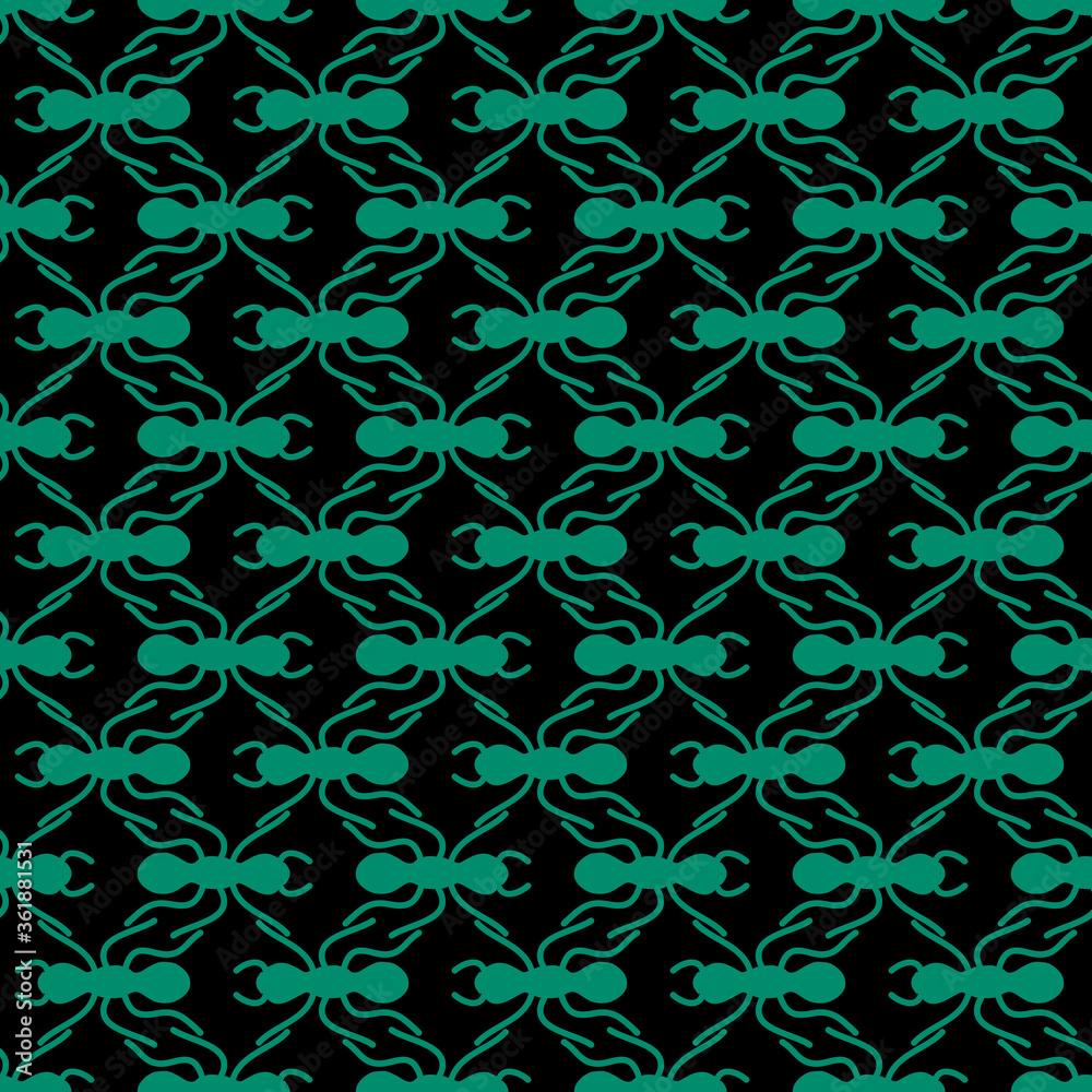Fototapeta premium Big ant in a line seamless repeat pattern background