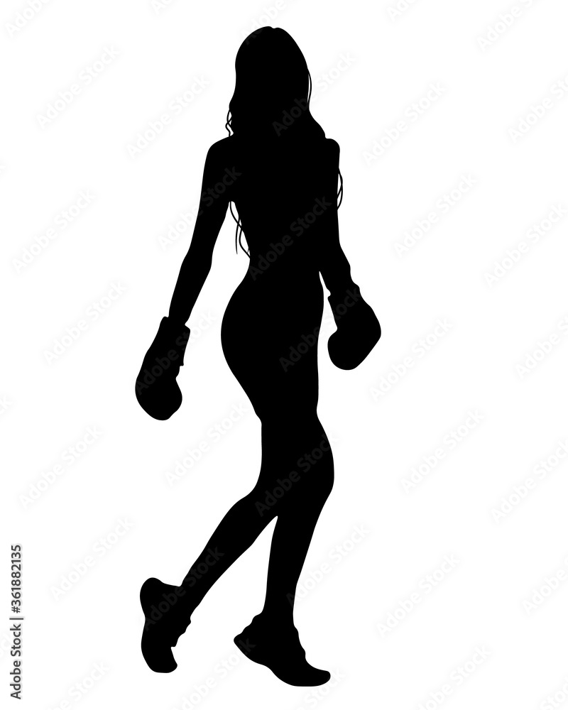 Fototapeta premium Box, box training, woman with boxing gloves