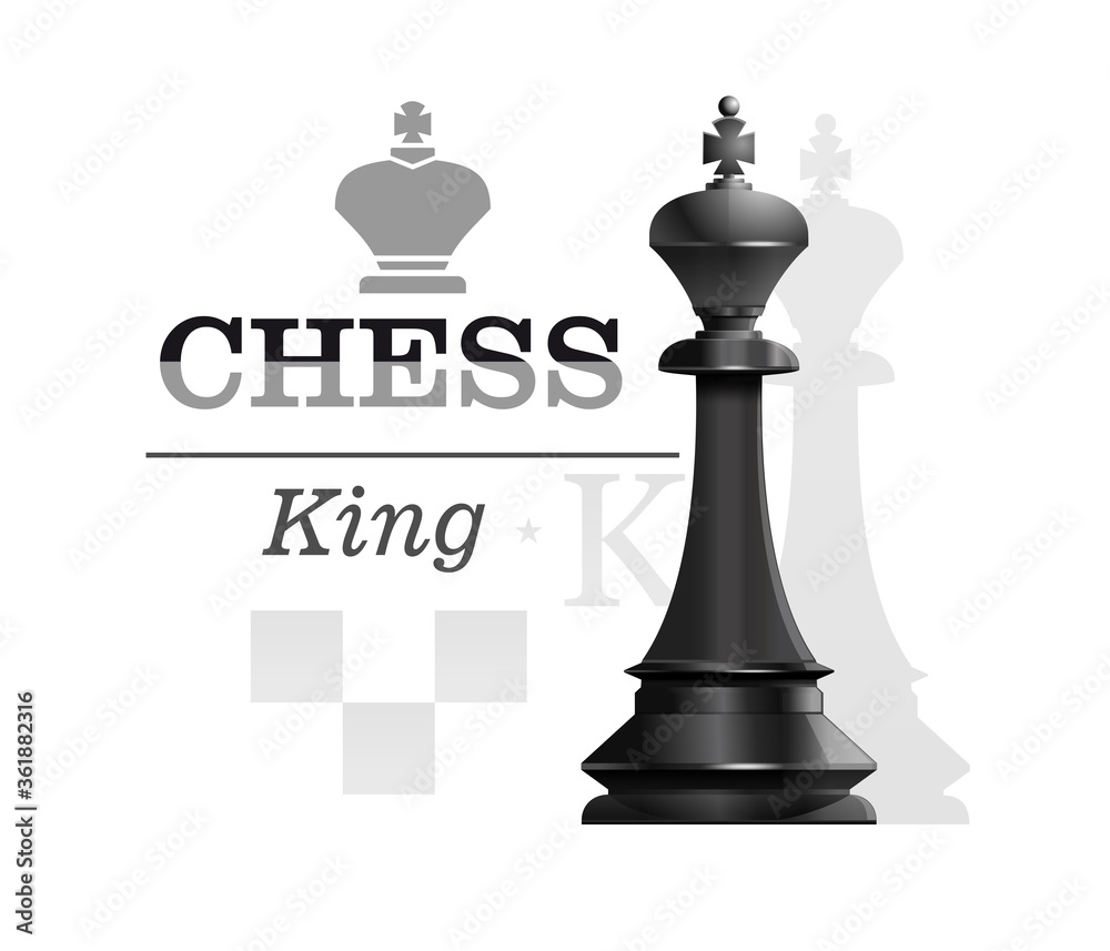 Black King on the background of the chessboard silhouette. Chess concept design. Vector illustration