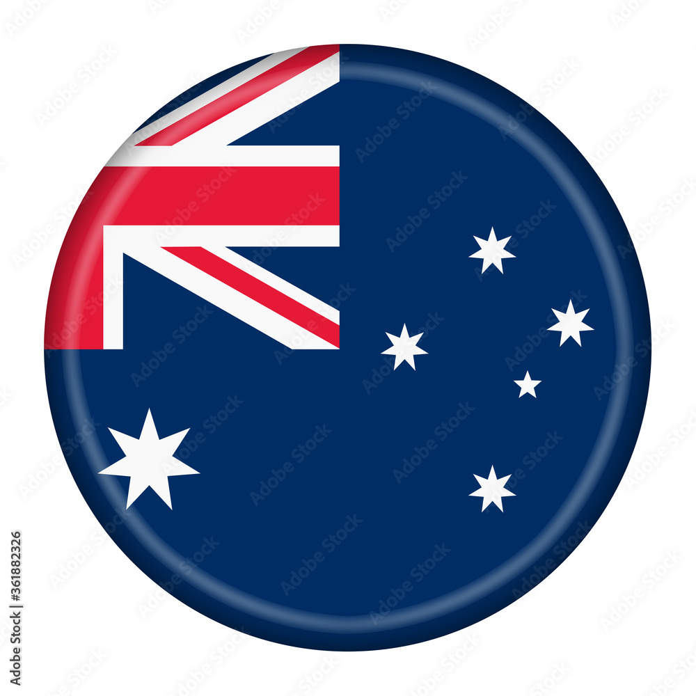 Australia button isolated on white with clipping path Australia button isolated on white with clipping path