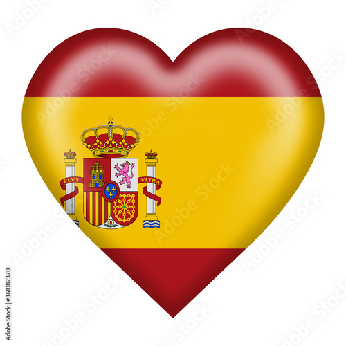 Free Download Spain flag heart button isolated on white with clipping path - GFXLoad