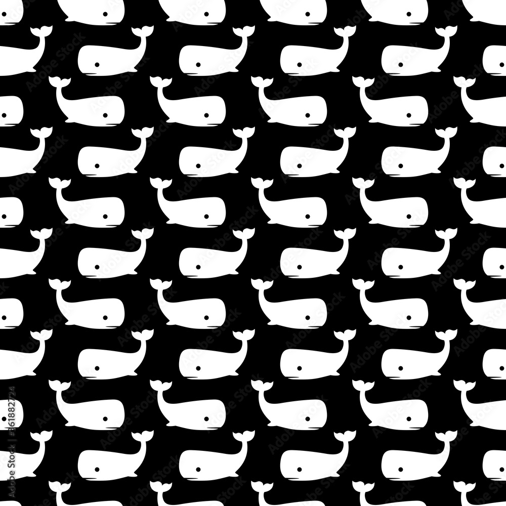 Simple whale pattern seamless repeat background Simple whale pattern seamless repeat background