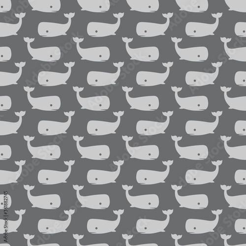 Simple whale pattern seamless repeat background