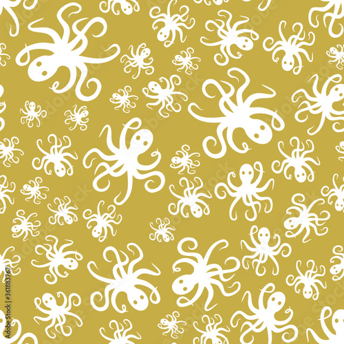 Random simple octopus pattern seamless repeat background