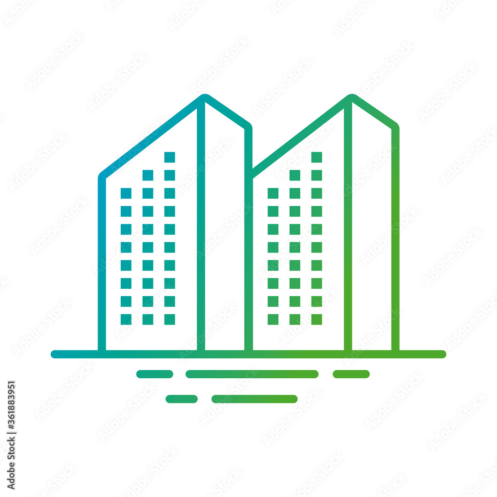 buildings constructions facades city gradient style icons
