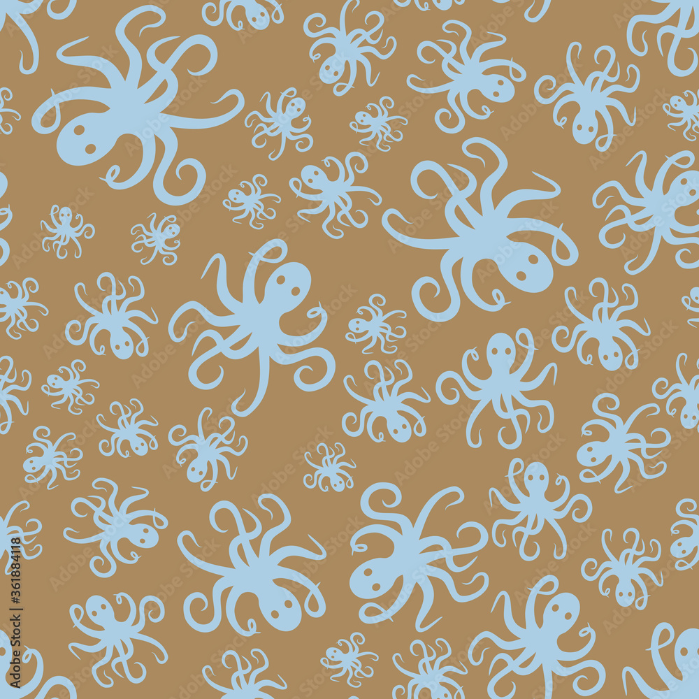 Random simple octopus pattern seamless repeat background Random simple octopus pattern seamless repeat background