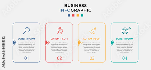 Business Infographic design template Vector with icons and 4 four options or steps. Can be used for process diagram, presentations, workflow layout, banner, flow chart, info graph