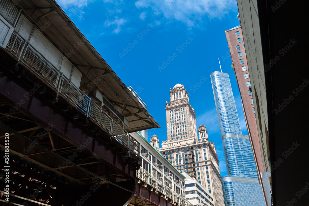 View From Under the El on LaSalle Street, Chicago, Illinois, USA