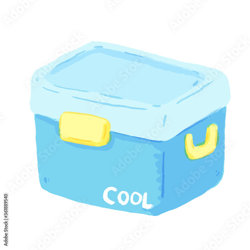 登山、アウトドア、キャンプやグランピングなどで使える、ゆるかわな「クーラーボックス」ベクターイラスト