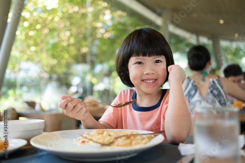 kid eating food, happy time, breakfast 