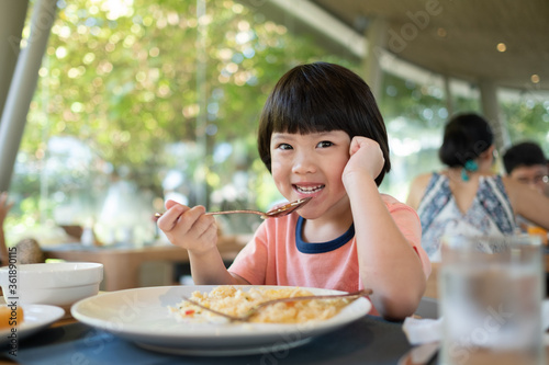 kid eating food, happy time, breakfast 