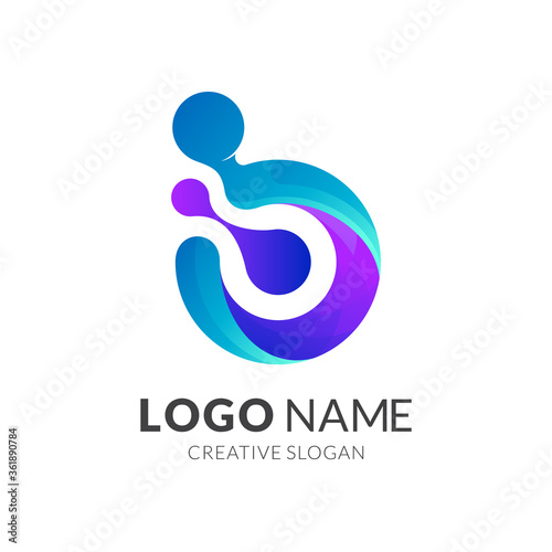 Technology and science logo design, modern 3d logo style