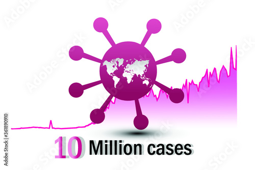vector illustration logo, symbol or icon design. COVID-19 cases touch the mark of 10 million one crore in all over the world. Cases of corona virus are still increasing or rising.