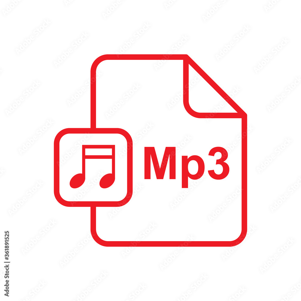 Mp3 file icon design isolated on white background Mp3 file icon design isolated on white background