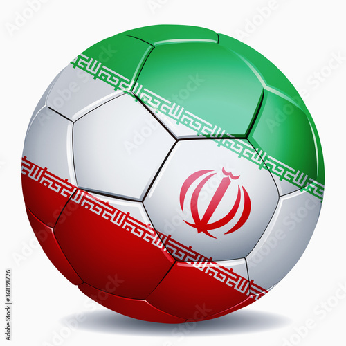 Iran flag on soccer ball