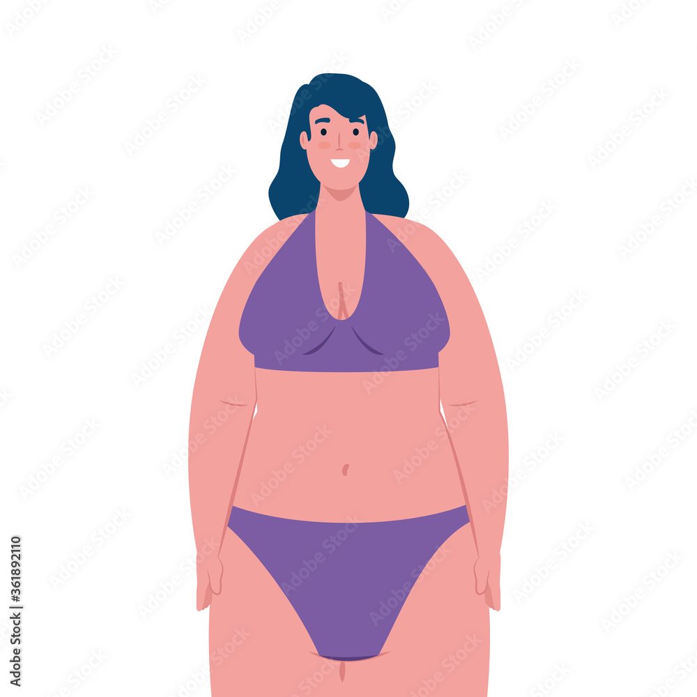 cute plump woman in swimsuit purple color on white background vector illustration design cute plump woman in swimsuit purple color on white background vector illustration design