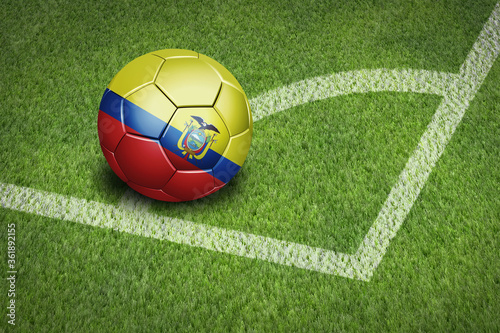 Taking a corner with Ecuador flag soccer ball
