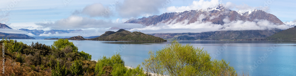 Wakatipu lake and snow capped Southern Alps, New Zealand