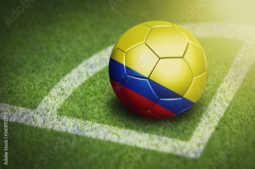 Taking a corner with Colombia flag soccer ball