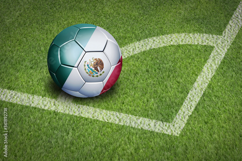 Taking a corner with Mexico flag soccer ball