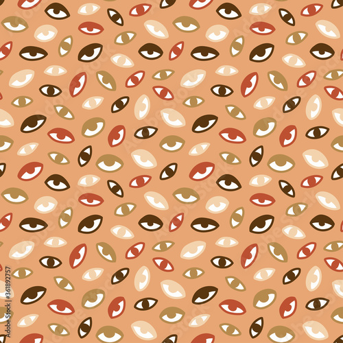 Seamless pattern with hand drawn eye, vector illustration