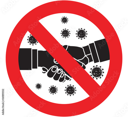 No handshake for virus prevention concept. Bacteria when shaking hands. vector illustration. flat icon black