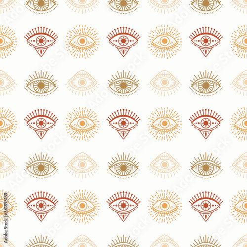 Seamless pattern with hand drawn eye, vector illustration