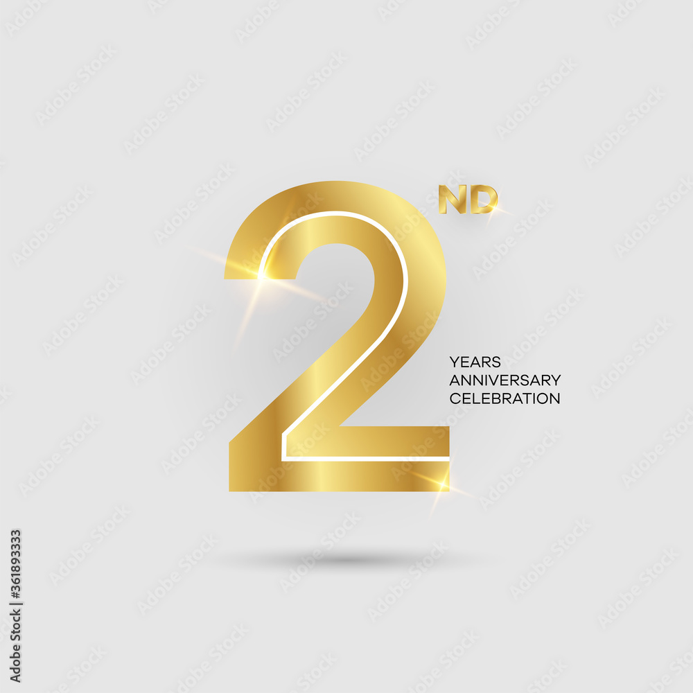 2th 3D gold anniversary logo isolated on elegant background, vector design for celebration purpose 2th 3D gold anniversary logo isolated on elegant background, vector design for celebration purpose