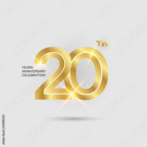 20th 3D gold anniversary logo isolated on elegant background, vector design for celebration purpose
