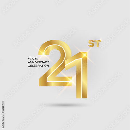 21st 3D gold anniversary logo isolated on elegant background, vector design for celebration purpose photo
