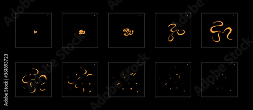 Shine dust effect. Dust explosion animation effect. Animation sprite sheet for games, cartoon or animation. vector style animation effect 1363.