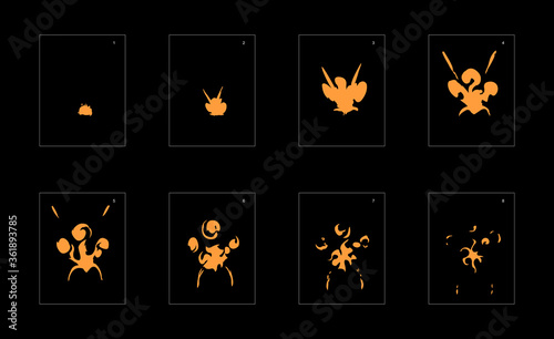 Shine dust effect. Dust explosion animation effect. Animation sprite sheet for games, cartoon or animation. vector style animation effect 1369.