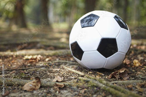 Soccer ball on a ground