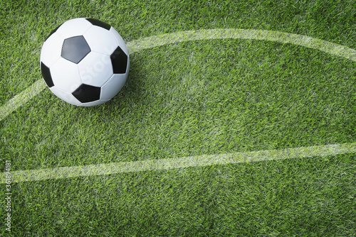 A soccer ball on playing field