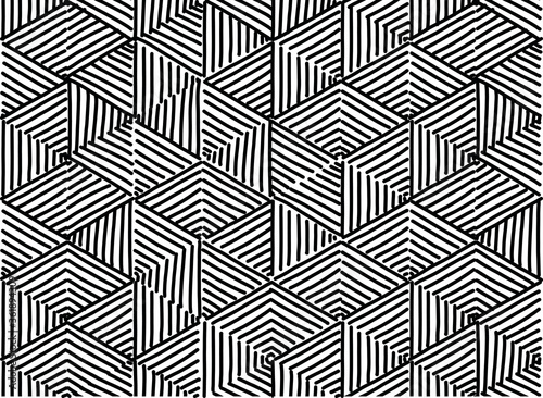 Hand drawn seamless pattern. Abstract line drawing repeating background. 