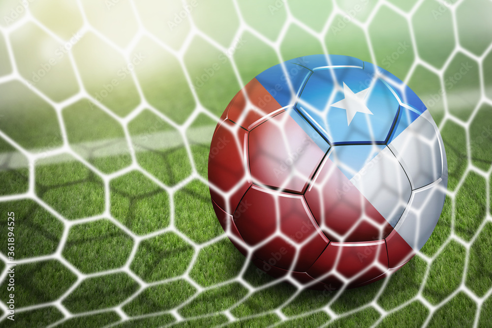 Fototapeta premium Chile soccer ball in goal net