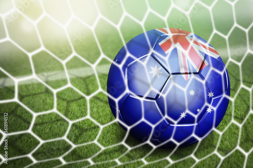 Australia soccer ball in goal net