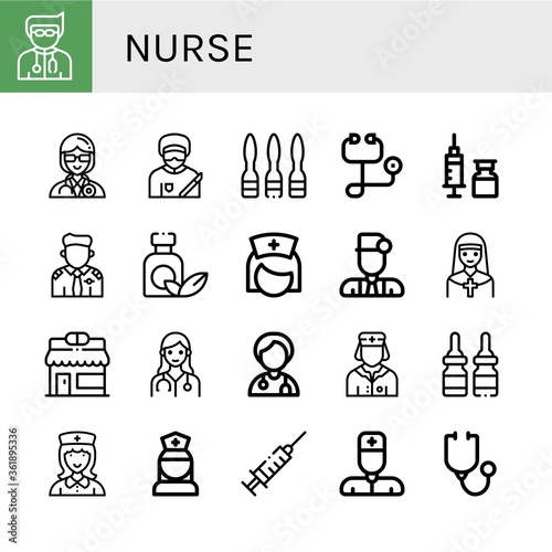 nurse simple icons set